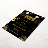 Elegante Black & Gold Nieuwjaarsfeest Folie Folie Uitnodiging (Gedraaid)