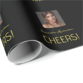 Elegante Black Gold Photo Script Naam Cadeaupapier (Rol Hoek)