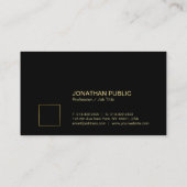 Elegante Black Gold Plain Professional Corporate Visitekaartje (Achterkant)