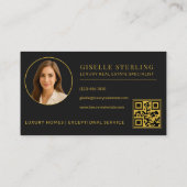 Elegante Black Gold Real Estate Agent QR-code Visitekaartje (Achterkant)