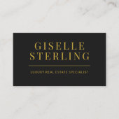Elegante Black Gold Real Estate Agent QR-code Visitekaartje (Voorkant)