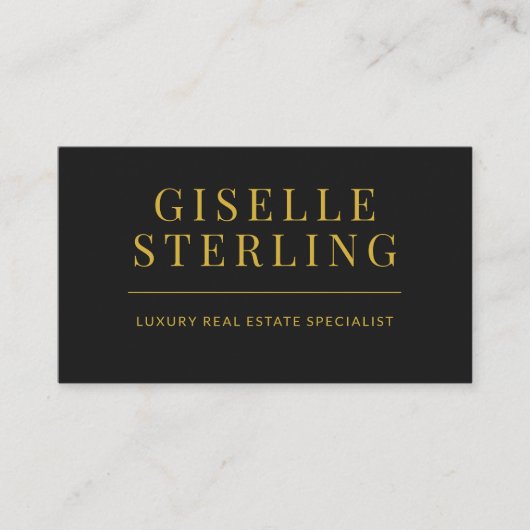 Elegante Black Gold Real Estate Agent QR-code Visitekaartje (Voorkant)