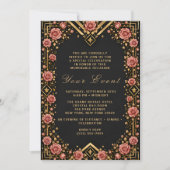 Elegante Black Gold Rose Gala Viering Kaart (Voorkant)