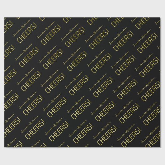 Elegante Black Gold Script naam Cadeaupapier (Vlak)