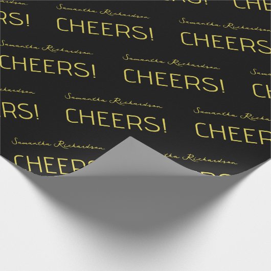 Elegante Black Gold Script naam Cadeaupapier (Hoek)