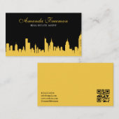 Elegante Black & Gold Skyline makelaar Visitekaartje (Voorkant / Achterkant)
