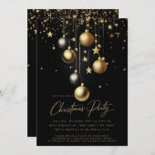 Elegante Black Gold Sparkle Bauble kerstfeest Kaart (Voorkant / Achterkant)