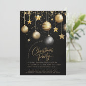 Elegante Black Gold Sparkle Stars Kerstfeest Kaart (Staand voorkant)