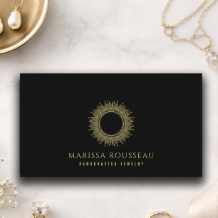 Elegante Black Gold Sunburst Sieraden Merkidentite Visitekaartje