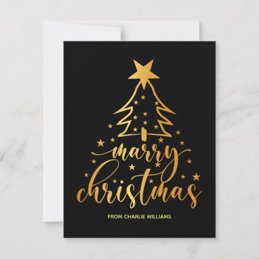 Elegante Black Gold Typografie Kerst Kaart (Voorkant)