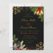 Elegante Black & Gold Vakantie Kerstbruiloft Kaart (Voorkant)