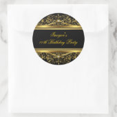 Elegante Black & Gold Verjaardag Sticker (Tas)