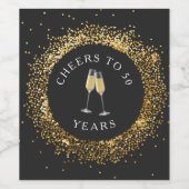 Elegante Black & Gold Verjaardag Wijn Labels Etiket (Enkel label)