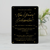 Elegante Black+Gold verspreide sterren Nieuwjaarsf