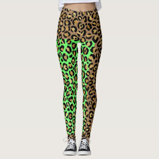 Elegante Black Golden Leopard Animal Print Legging