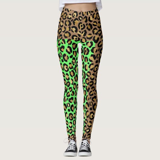 Elegante Black Golden Leopard Animal Print Legging (Voorkant)