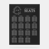 Elegante Black Leafy Crest Monogram Trouwstoelen Acryl Bord (Voorkant)