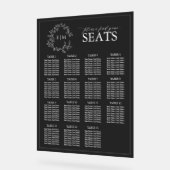 Elegante Black Leafy Crest Monogram Trouwstoelen Acryl Bord (Hoek)