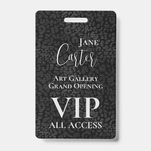 Elegante Black Leopard VIP All Access-pas Badge (Voorzijde)