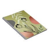 Elegante Black Line Art Tulpen op Green Gradient Notitieboek (Rechterzijde)