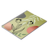 Elegante Black Line Art Tulpen op Green Gradient Notitieboek (Linkerzijde)