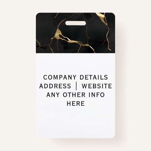 Elegante Black Marble werknemer ID-badge Badge (Achterkant)