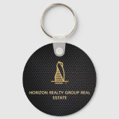 Elegante Black Metallic Real Estate Sleutelhangers (Voorkant)