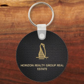 Elegante Black Metallic Real Estate Sleutelhangers (Voorkant)