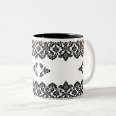 Elegante Black Pattern Keramische Mok - Stijlvol e (Voorkant rechts)