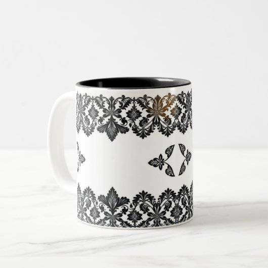 Elegante Black Pattern Keramische Mok - Stijlvol e (Voorkant links)