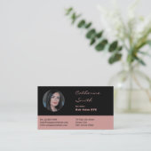 Elegante Black & Pink Hair Salon Stylist Afsprakenkaartje (Staand voorkant)