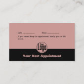 Elegante Black & Pink Hair Salon Stylist Afsprakenkaartje (Achterkant)