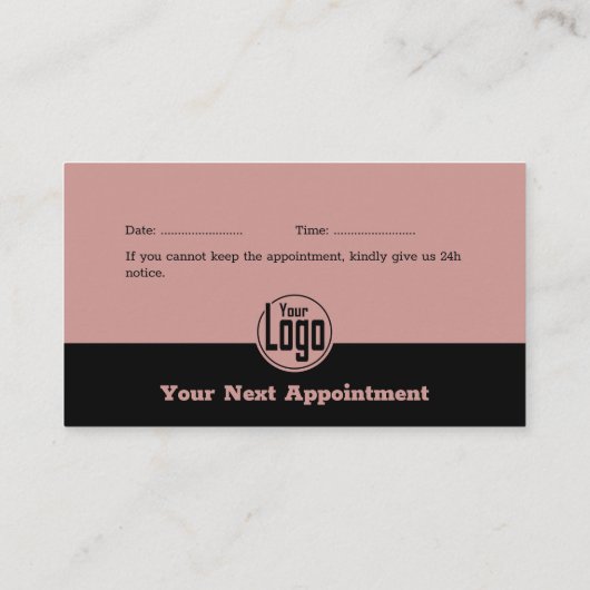 Elegante Black & Pink Hair Salon Stylist Afsprakenkaartje (Achterkant)