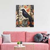 Elegante Black Raven William Morris geïnspireerd d Canvas Afdruk (Insitu (Woonkamer))
