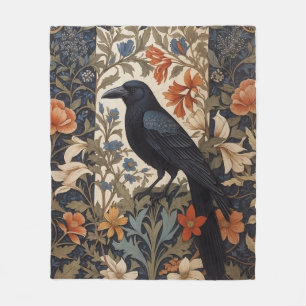 Elegante Black Raven William Morris geïnspireerd d Fleece Deken