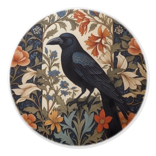 Elegante Black Raven William Morris geïnspireerd d Keramische Knop (Voorkant)
