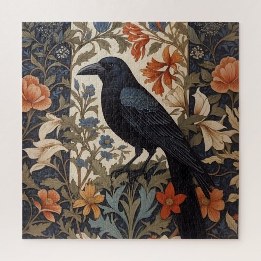 Elegante Black Raven William Morris geïnspireerd d Legpuzzel (Verticaal)