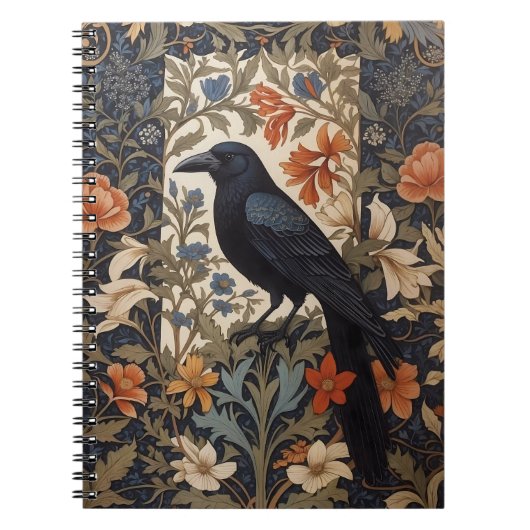 Elegante Black Raven William Morris geïnspireerd d Notitieboek (Voorkant)