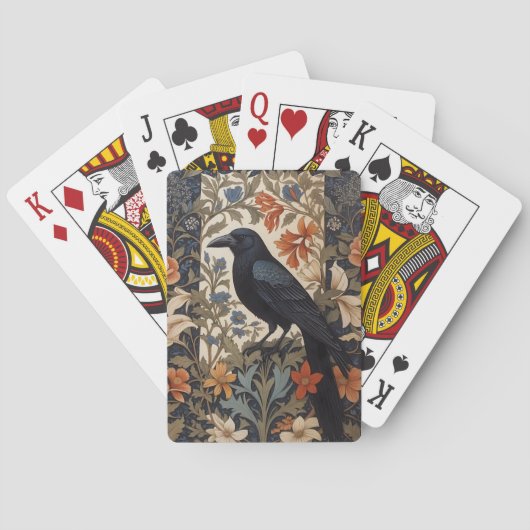 Elegante Black Raven William Morris geïnspireerd d Pokerkaarten (Achterkant)