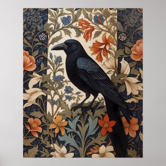 Elegante Black Raven William Morris geïnspireerd d Poster (Voorkant)
