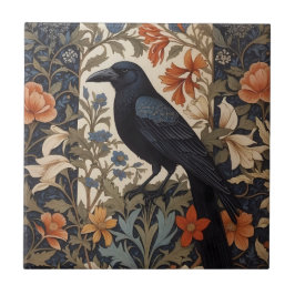 Elegante Black Raven William Morris geïnspireerd d Tegeltje