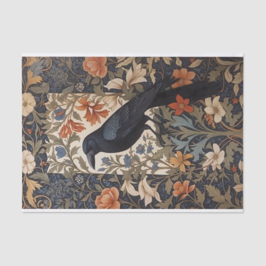Elegante Black Raven William Morris geïnspireerd d Tissuepapier (Voorkant)