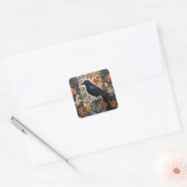 Elegante Black Raven William Morris geïnspireerd d Vierkante Sticker (Envelop)