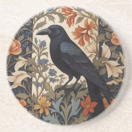 Elegante Black Raven William Morris geïnspireerd d Zandsteen Onderzetter