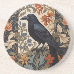 Elegante Black Raven William Morris geïnspireerd d Zandsteen Onderzetter