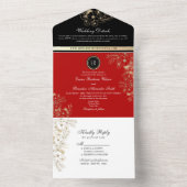 Elegante Black Red All-in-One uitnodiging (Binnen)