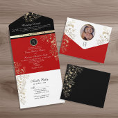 Elegante Black Red All-in-One uitnodiging