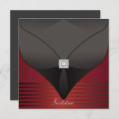 Elegante Black Red Contemporary Party Kaart (Voorkant / Achterkant)