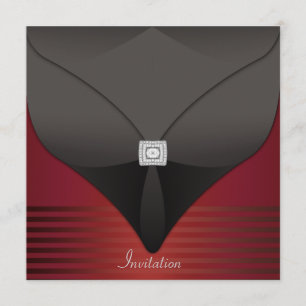 Elegante Black Red Contemporary Party Kaart