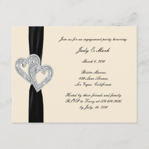 Elegante Black Ribbon Engagement Party Uitnodiging